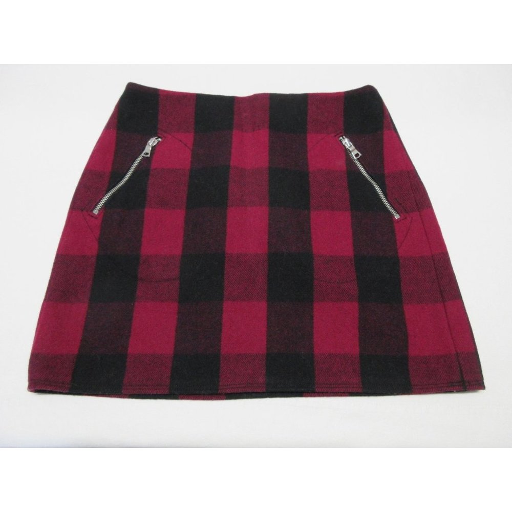Gap wool blend plaid mini zip skirt‎
